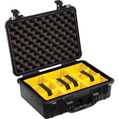 Open Pelican™ 1504 Camera Case w/ yellow dividers