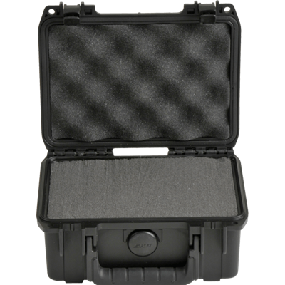 Open shallow black SKB case with foam
