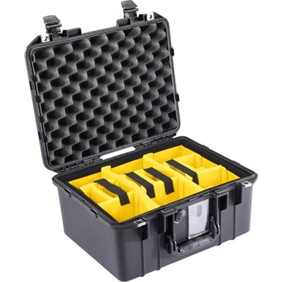 Open Pelican™ 1507 Air Camera Case w/ yellow dividers