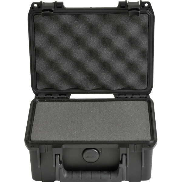 Open shallow black SKB case with foam